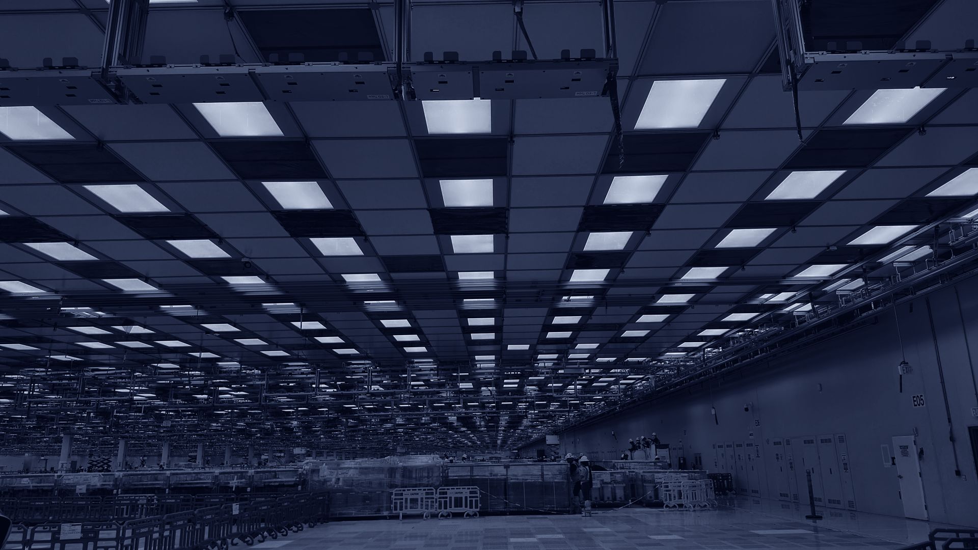 Fab cleanroom bay under the ceiling grid